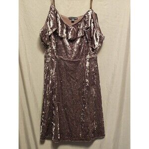 American Eagle Velvet Dress Womens Large Brown Crushed Velvet Cold Shoulder...